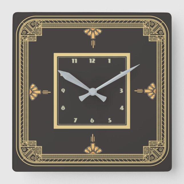 Art deco square wall clock (Front)
