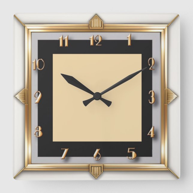 Art Deco Square Wall Clock (Front)