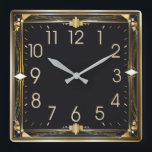 Art Deco Square Wall Clock<br><div class="desc">Great clock design. You will love it like others. Be free to use this design for other product you like or to customise and add your text. Follow me for more. Thank you. Have a nice day.</div>