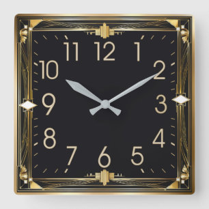 Art Deco Square Wall Clock