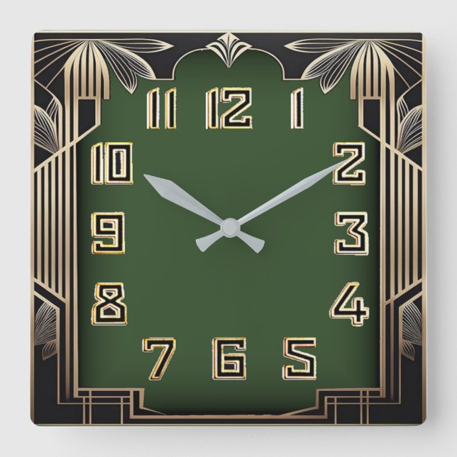 Art Deco Square Wall Clock (Front)