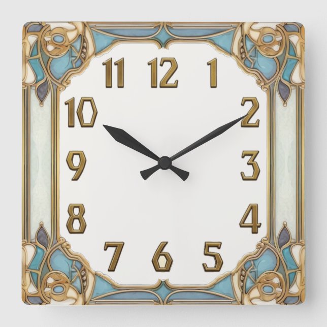 Art Deco Square Wall Clock (Front)