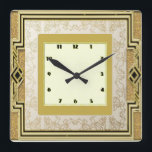 Art Deco Square Wall Clock<br><div class="desc">Great  design. You will love it like others. Be free to use this design and to add your text. Follow me for more. Thank you. Have a nice day.</div>