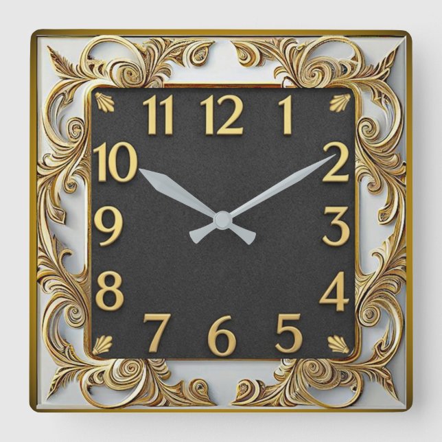Art Deco Square Wall Clock (Front)