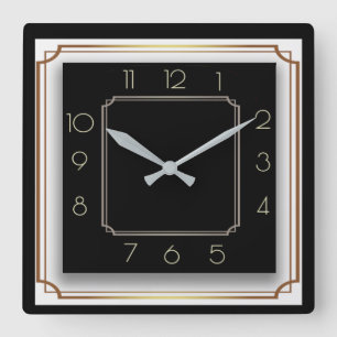 Art Deco Square Wall Clock