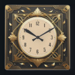 Art Deco Square Wall Clock<br><div class="desc">Great clock design. You will love it like others. Be free to use this design for other product you like or to customise and add your text. Follow me for more. Thank you. Have a nice day.</div>