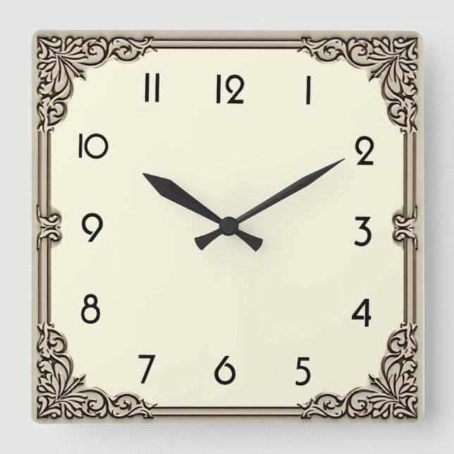 Art Deco Square Wall Clock (Front)