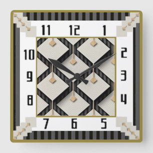 Art Deco Square Wall Clock