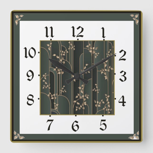 Art Deco Square Wall Clock (Front)