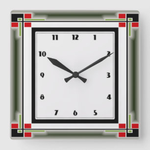 Art Deco Square Wall Clock