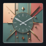 Art Deco Square Wall Clock<br><div class="desc">Great clock design.  You will love it like others. be free to use this design for other product you like or to customise and add your text. Follow me for more. Thank you. Have a nice day.</div>