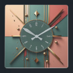 Art Deco Square Wall Clock<br><div class="desc">Great clock design.  You will love it like others. be free to use this design for other product you like or to customise and add your text. Follow me for more. Thank you. Have a nice day.</div>
