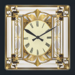 Art Deco Square Wall Clock<br><div class="desc">The most beautiful clock design. You will love it like others. Be free to use this design for other product you like or to customise and add your text. Follow me for more. Thank you. Have a nice day.</div>