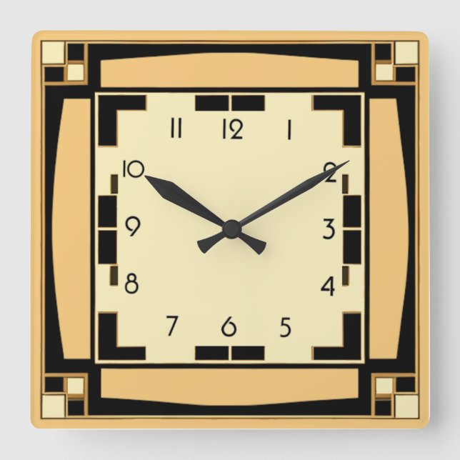 Art Deco Square Wall Clock (Front)