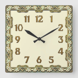 Art Deco Square Wall Clock