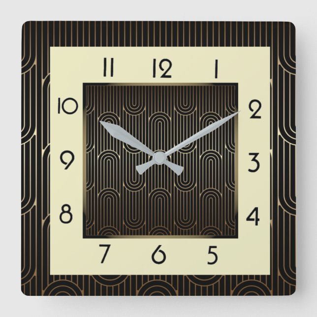 Art Deco Square Wall Clock (Front)