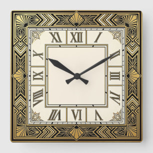 Art Deco Square Wall Clock