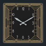 Art Deco Square Wall Clock<br><div class="desc">Great clock design. You will love it like others. Be free to use this design for other product you like or to customise and add your text. Follow me for more. Thank you. Have a nice day.</div>