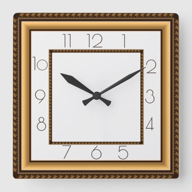 Art Deco Square Wall Clock (Front)