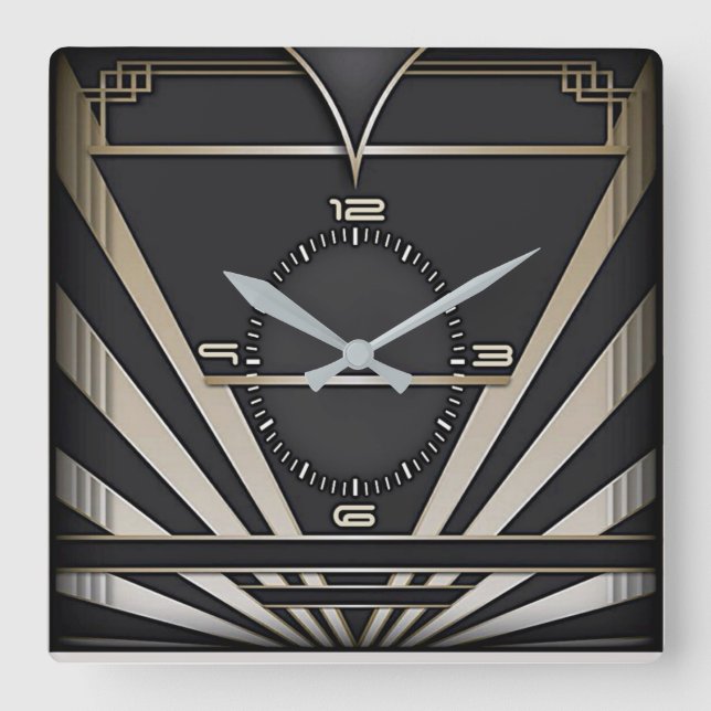 Art Deco Square Wall Clock (Front)