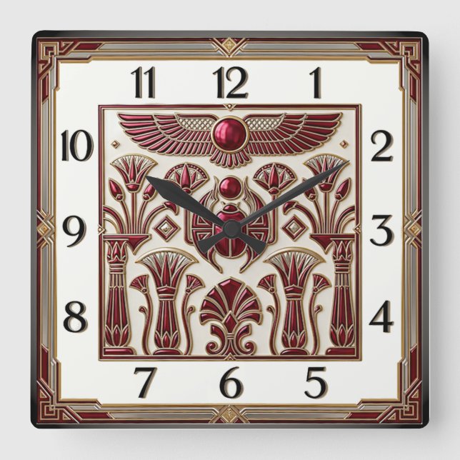 Art Deco Square Wall Clock (Front)