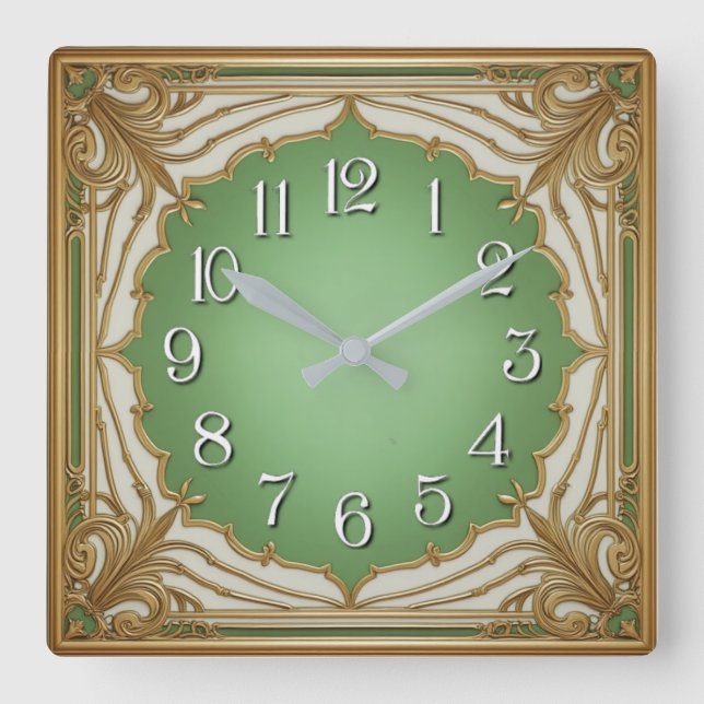 Art Deco Square Wall Clock (Front)
