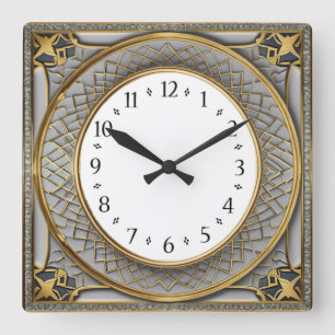 Art Deco Square Wall Clock