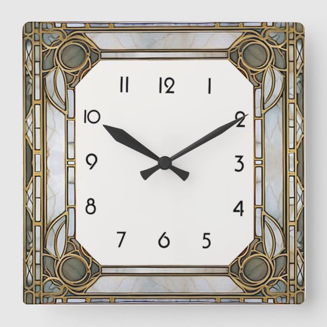Art Deco Square Wall Clock (Front)