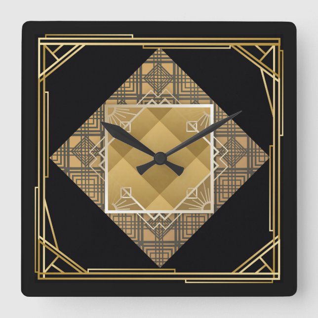 Art Deco Square Wall Clock (Front)