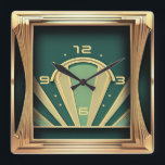 Art Deco Square Wall Clock<br><div class="desc">Great art deco clock design. You will love it like others. Be free to use this design for other product you like or to customise and add your text. Follow me for more. Thank you. have a nice day.</div>