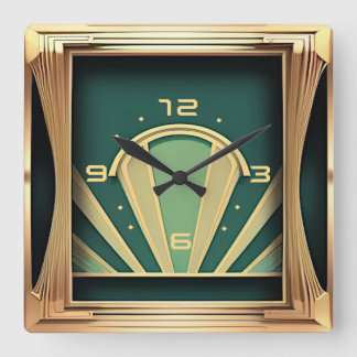 Art Deco Square Wall Clock