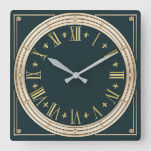 Art Deco Square Wall Clock