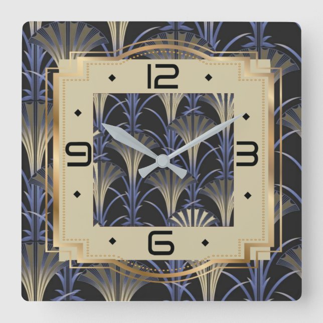 Art Deco Square Wall Clock (Front)