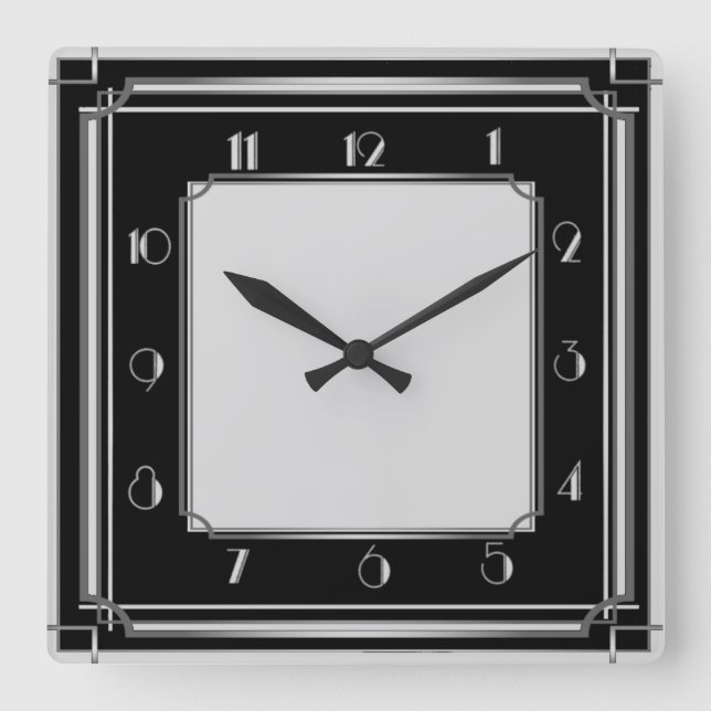 Art Deco Square Wall Clock (Front)
