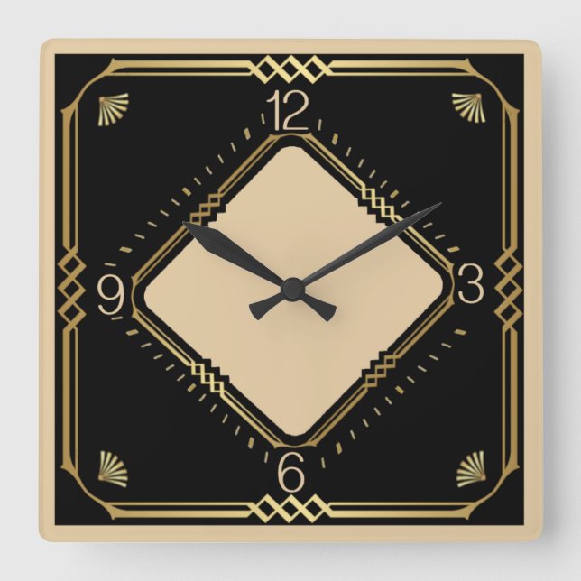 Art Deco Square Wall Clock (Front)