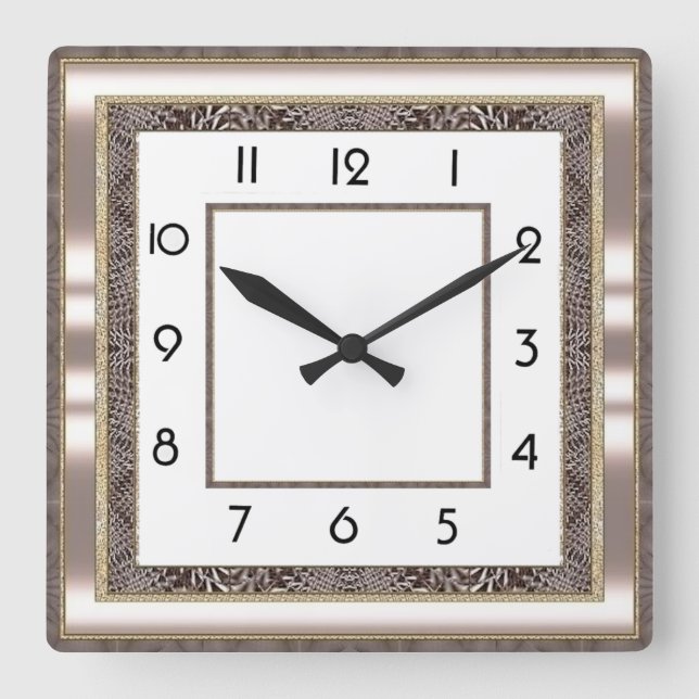 Art Deco Square Wall Clock (Front)