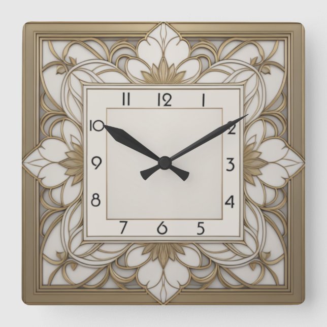 Art Deco Square Wall Clock (Front)