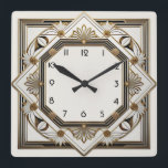 Art Deco Square Wall Clock<br><div class="desc">Great clock design. You will love it like others. Be free to use this design for other product you like or to customise and add your text. Follow me for more. Thank you. Have a nice day.</div>