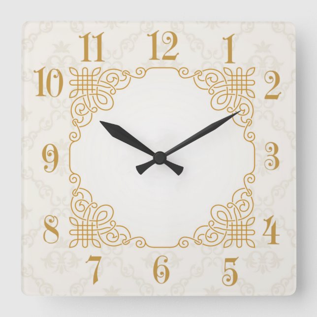 Art Deco Square Wall Clock (Front)