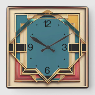 Art Deco Square Wall Clock