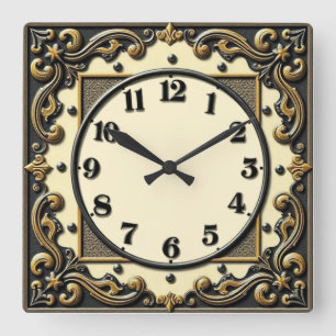 Art Deco Square Wall Clock