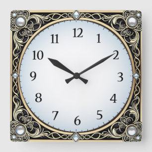 Art Deco Square Wall Clock