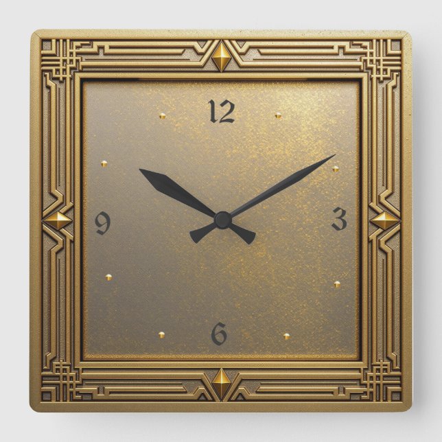 Art Deco Square Wall Clock (Front)