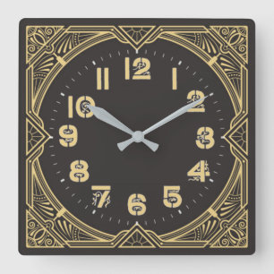 Art Deco Square Wall Clock