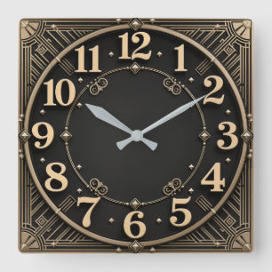 Art Deco Square Wall Clock