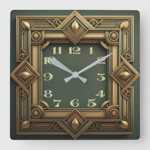 Art Deco Square Wall Clock