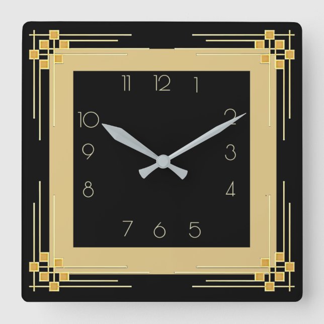 Art Deco Square Wall Clock (Front)