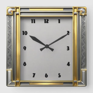 Art Deco Square Wall Clock