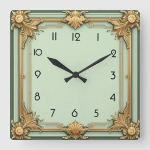 Art Deco Square Wall Clock