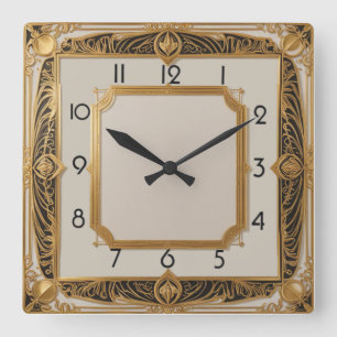 Art Deco Square Wall Clock